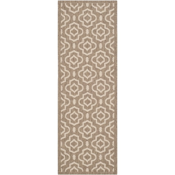 Safavieh Courtyard Lavern Geometric Indoor/Outdoor Runner Rug, Brown/Bone, 2'3" x 6'7"