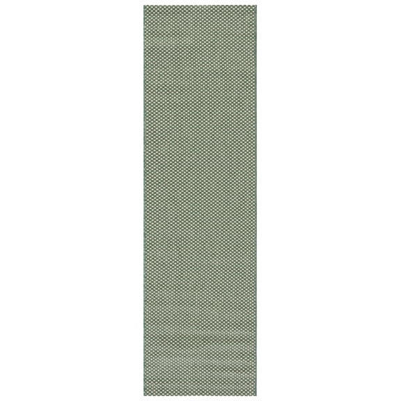 SAFAVIEH Courtyard Leighton Checkered Indoor/Outdoor Runner Rug, Dark Green/Beige, 2'3" x 8'