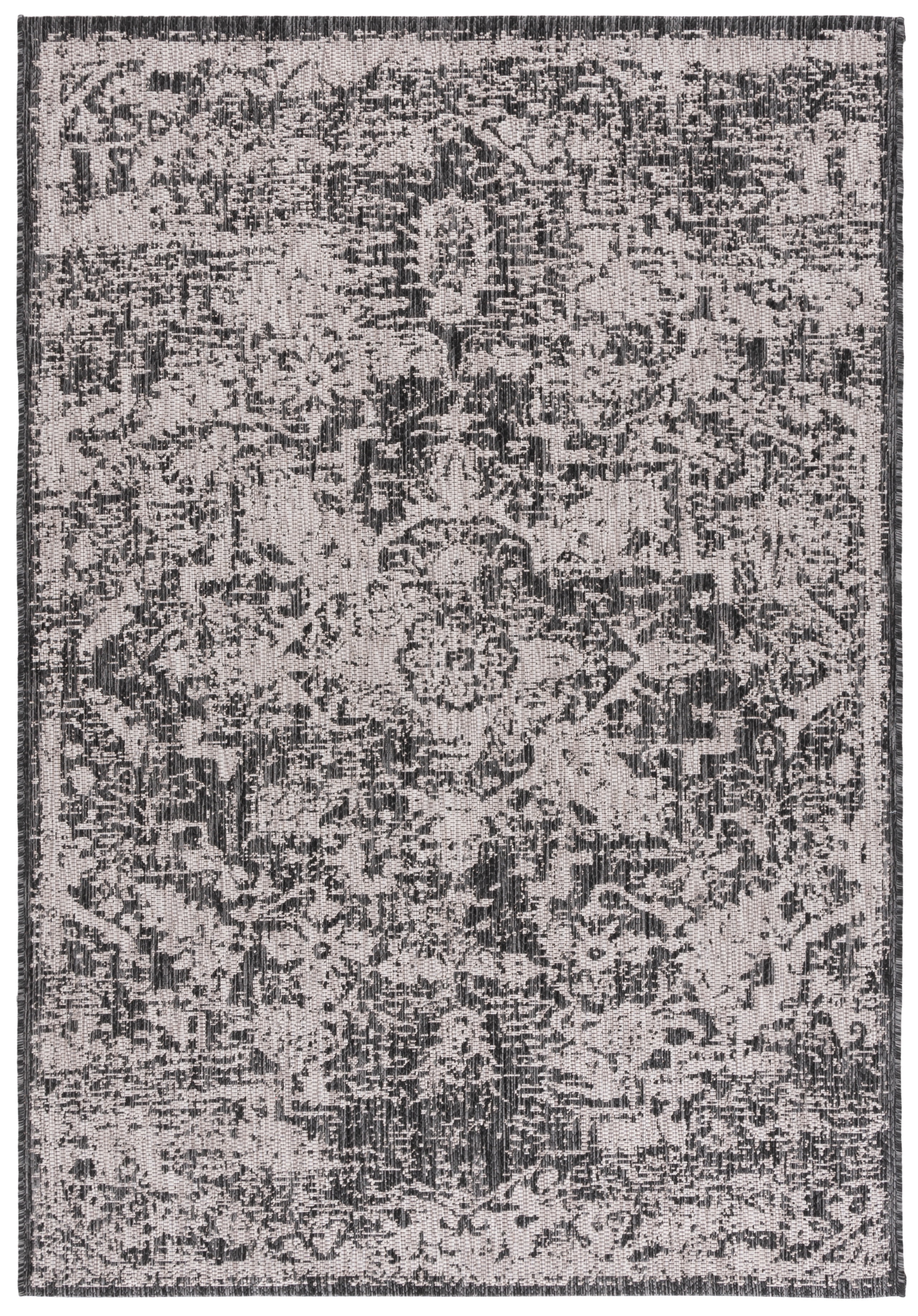 Gray Rectangular Stain-Resistant Indoor/Outdoor Area Rug
