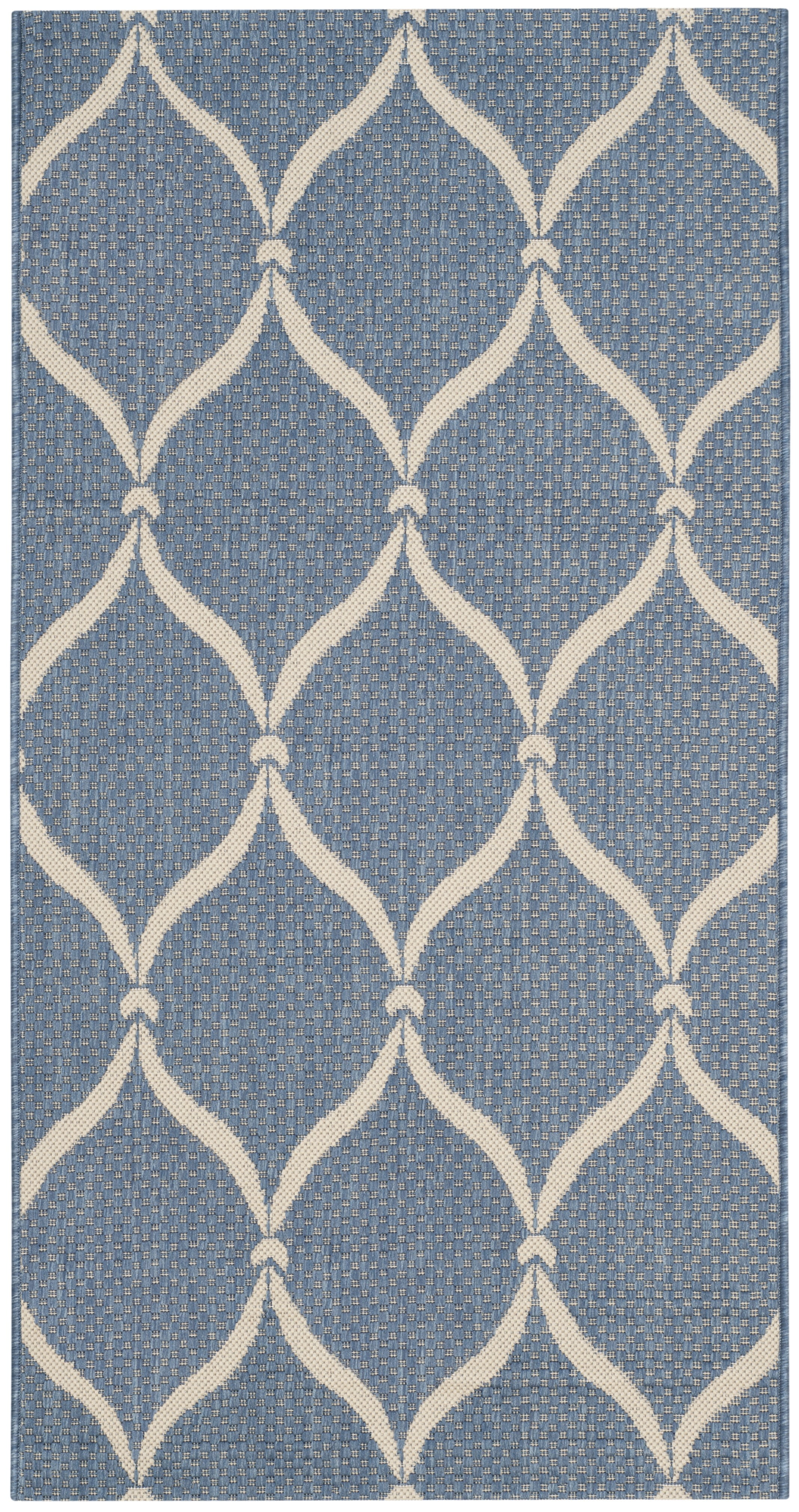 Blue and Beige Geometric Indoor/Outdoor Area Rug 2'7" x 5'