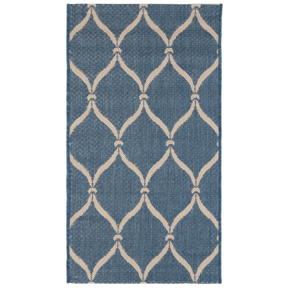 SAFAVIEH Courtyard Linnet Geometric Indoor/Outdoor Area Rug, Blue/Beige, 2' x 3'7"