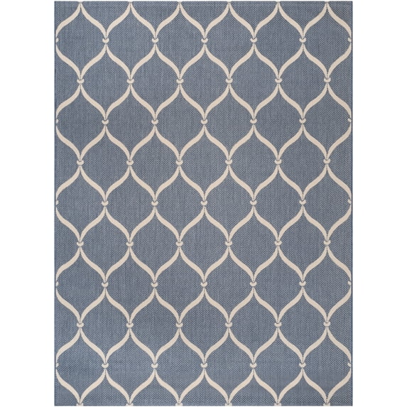SAFAVIEH Courtyard Linnet Geometric Indoor/Outdoor Area Rug, Blue/Beige, 9' x 12'