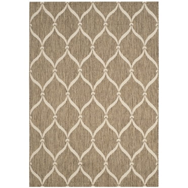 SAFAVIEH Courtyard Linnet Geometric Indoor/Outdoor Area Rug, Brown/Beige, 5'3" x 7'7"