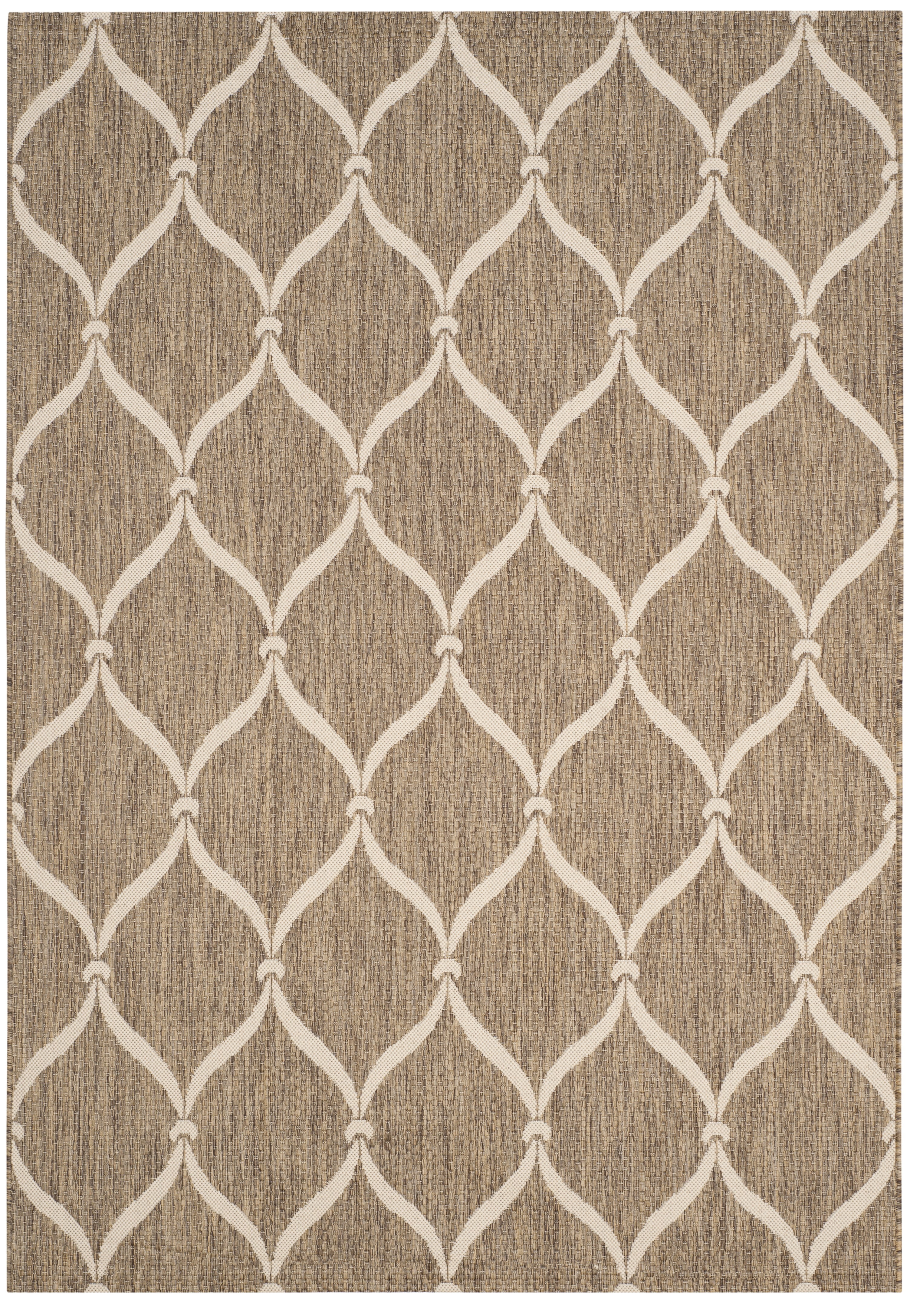 SAFAVIEH Courtyard Linnet Geometric Indoor/Outdoor Area Rug, Brown/Beige, 5'3" x 7'7"