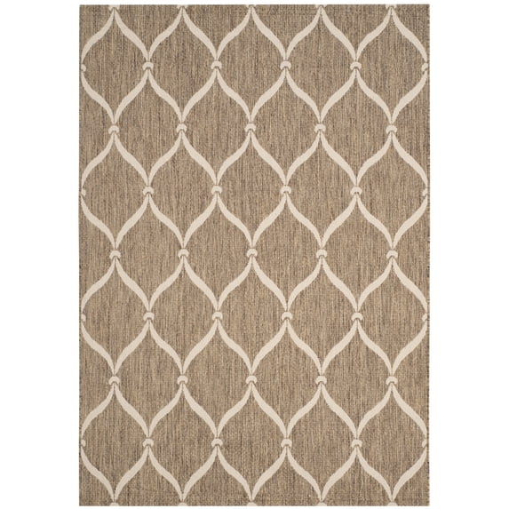 SAFAVIEH Courtyard Linnet Geometric Indoor/Outdoor Area Rug, Brown/Beige, 5'3" x 7'7"