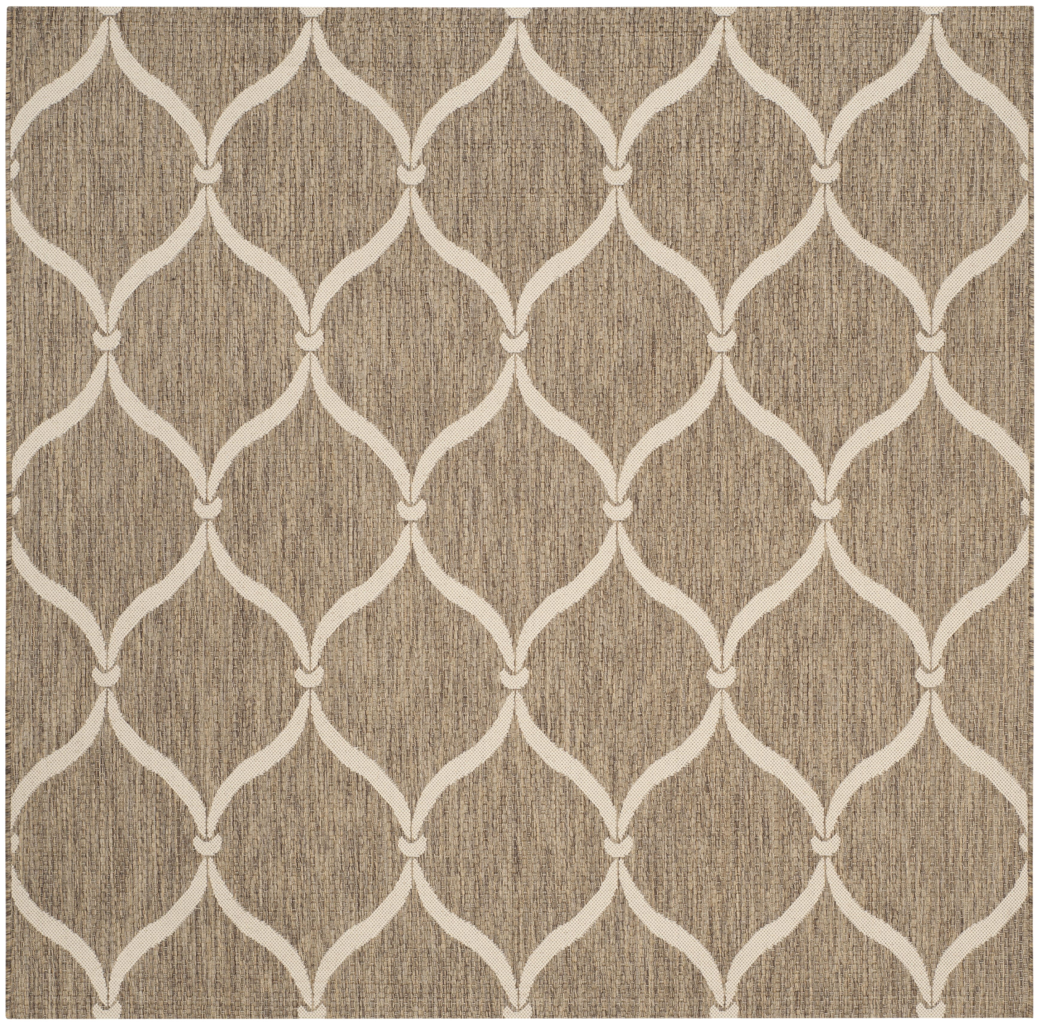 SAFAVIEH Courtyard Linnet Geometric Indoor/Outdoor Area Rug, Brown/Beige, 6'7" x 6'7" Square