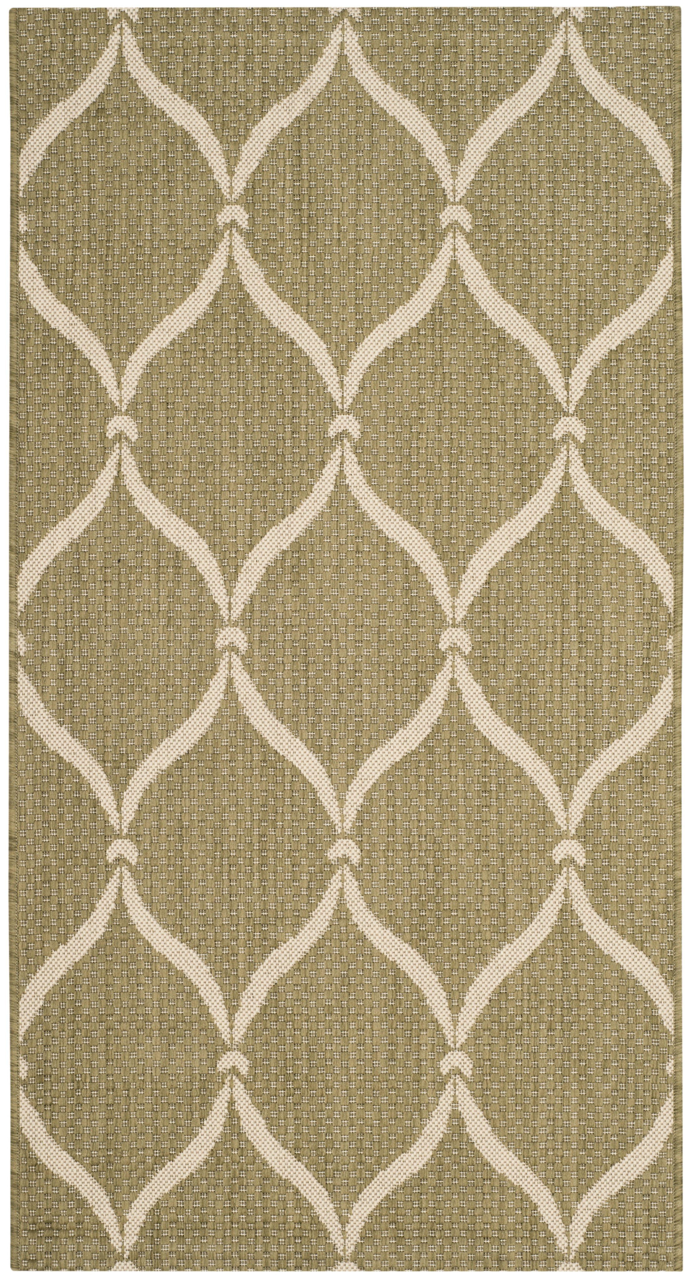 SAFAVIEH Courtyard Linnet Geometric Indoor/Outdoor Area Rug, Green/Beige, 2'7" x 5'