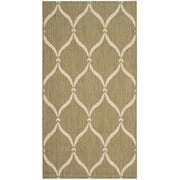 SAFAVIEH Courtyard Linnet Geometric Indoor/Outdoor Area Rug, Green/Beige, 2'7" x 5'