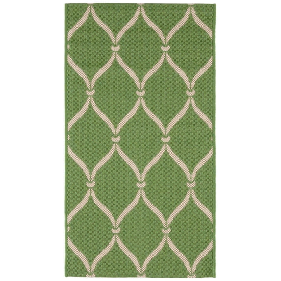 SAFAVIEH Courtyard Linnet Geometric Indoor/Outdoor Area Rug, Green/Beige, 2' x 3'7"