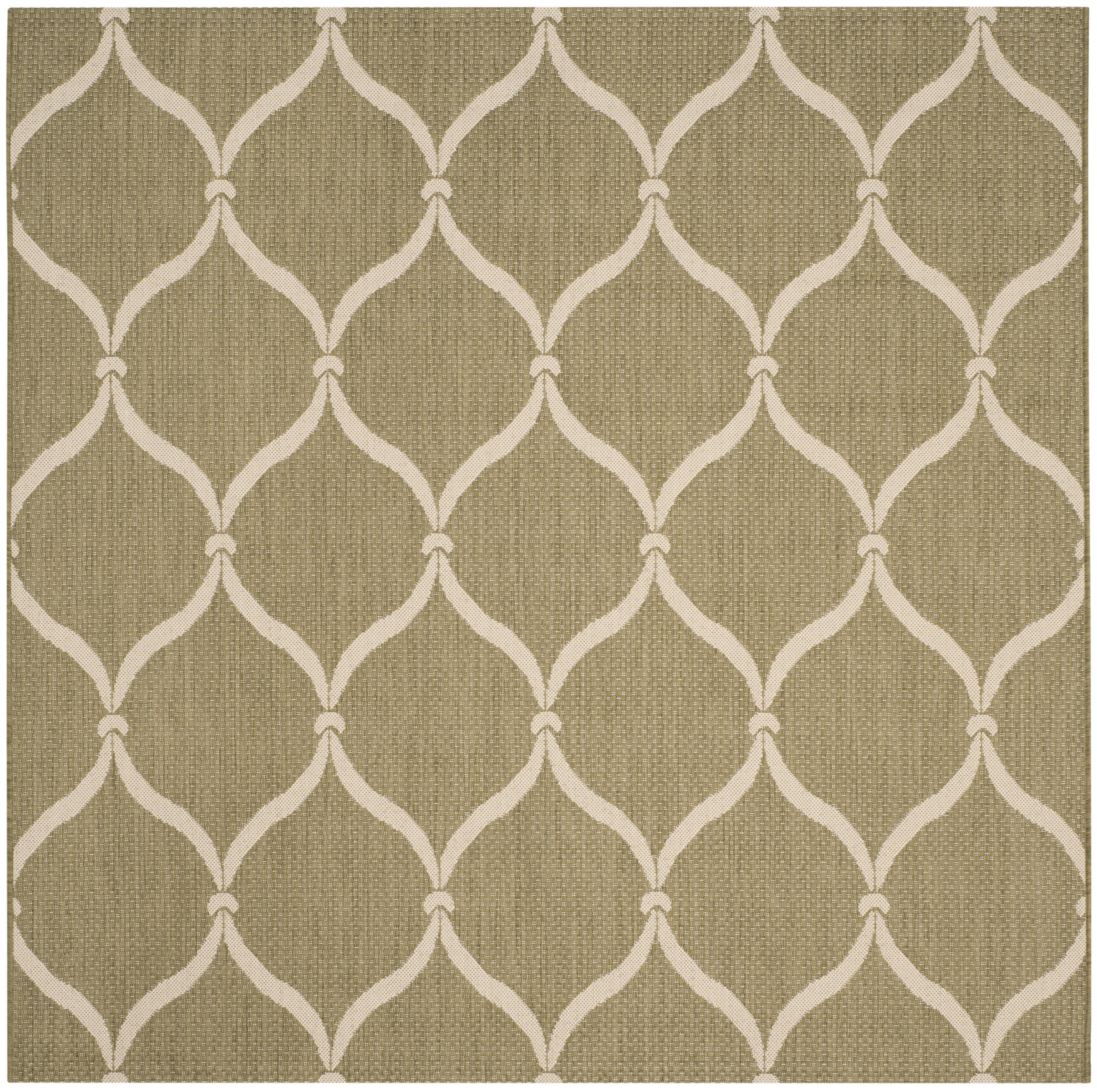 SAFAVIEH Courtyard Linnet Geometric Indoor/Outdoor Area Rug, Green/Beige, 6'7" x 6'7" Square