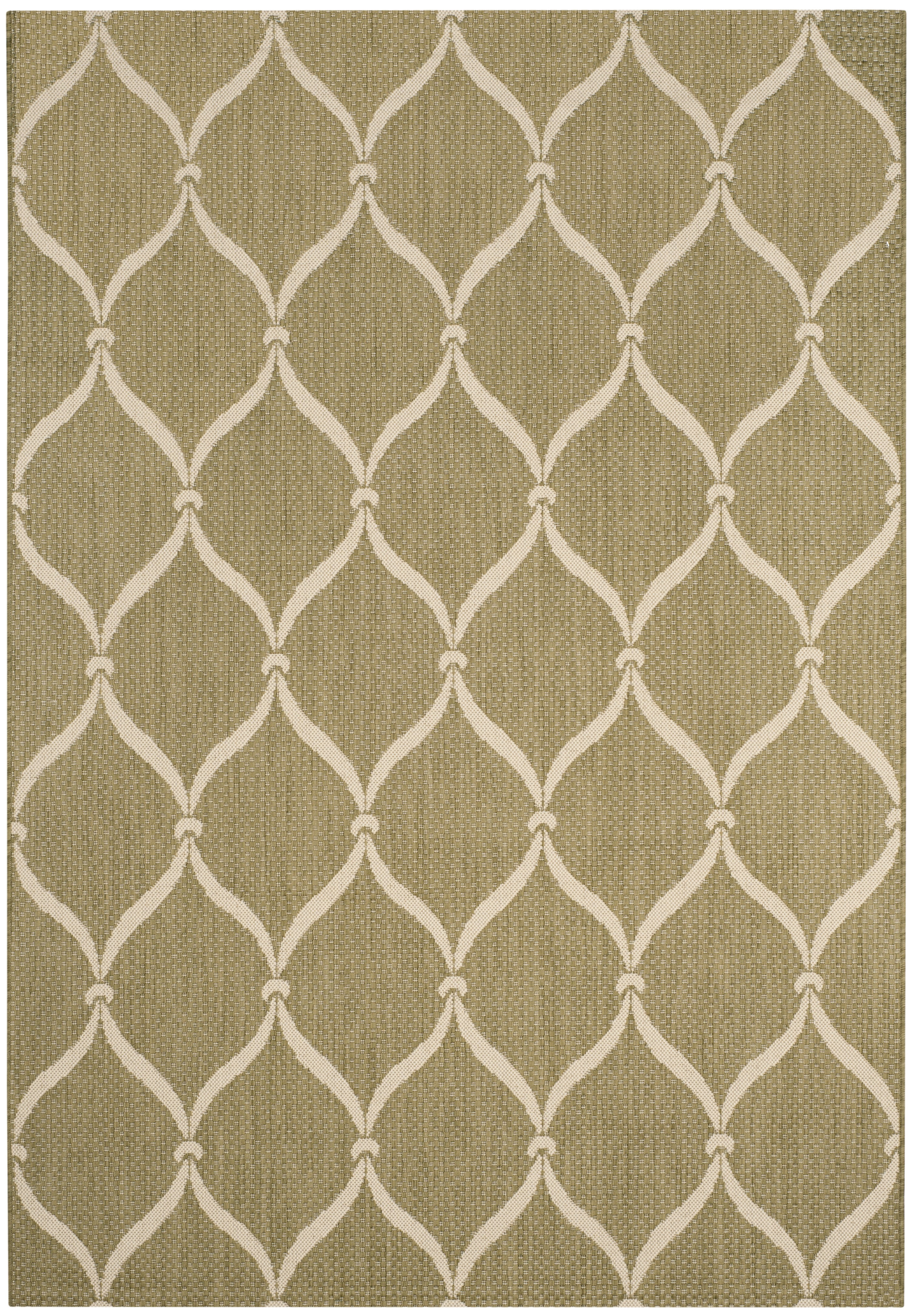 SAFAVIEH Courtyard Linnet Geometric Indoor/Outdoor Area Rug, Green/Beige, 6'7" x 9'6"