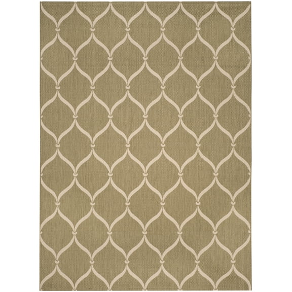 SAFAVIEH Courtyard Linnet Geometric Indoor/Outdoor Area Rug, Green/Beige, 8' x 11'