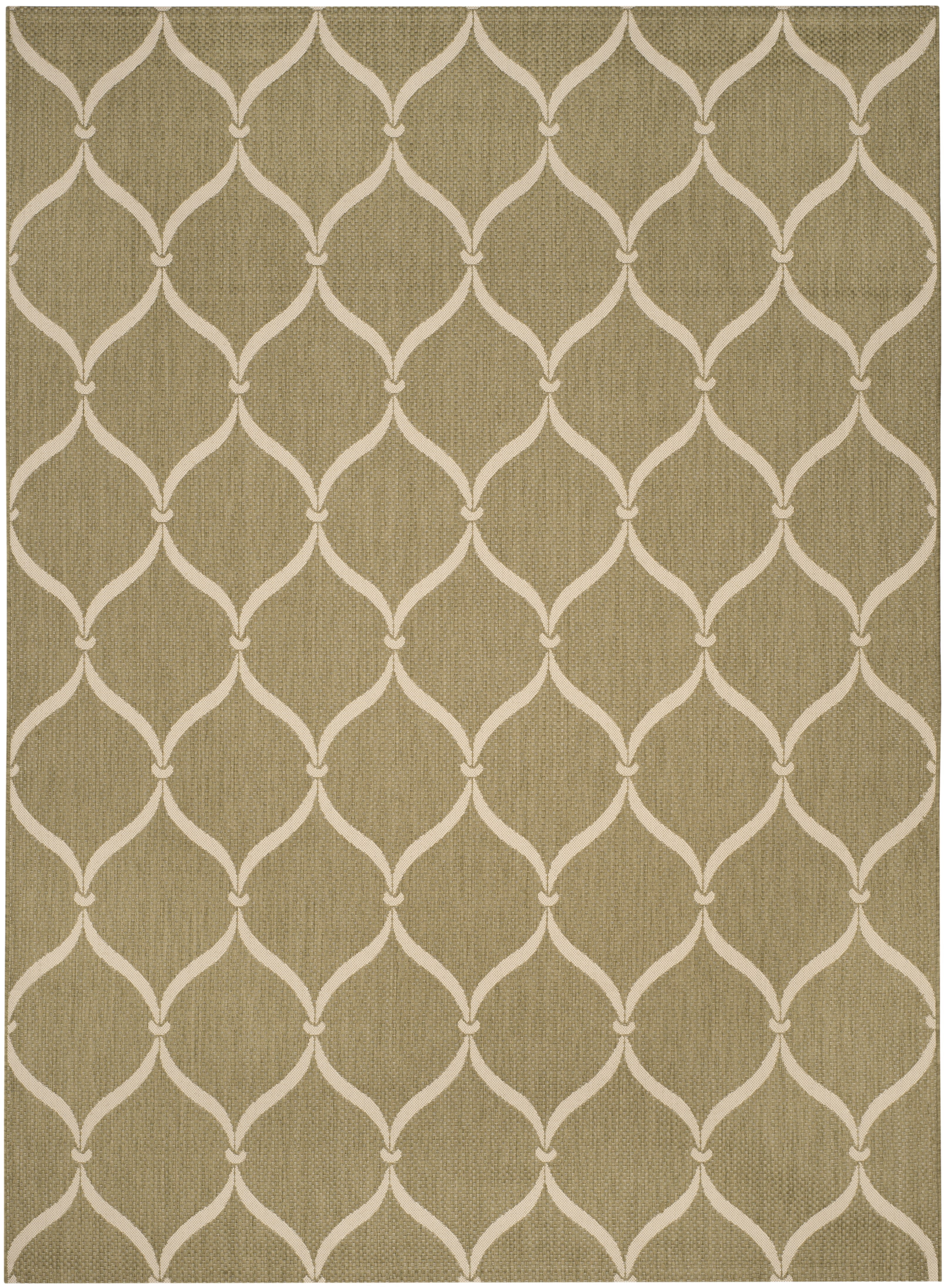 SAFAVIEH Courtyard Linnet Geometric Indoor/Outdoor Area Rug, Green/Beige, 9' x 12'