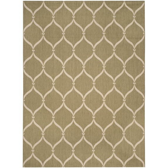 SAFAVIEH Courtyard Linnet Geometric Indoor/Outdoor Area Rug, Green/Beige, 9' x 12'