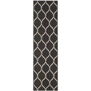 SAFAVIEH Courtyard Linnet Geometric Indoor/Outdoor Runner Rug, Black/Beige, 2'3" x 8'