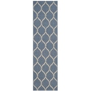 SAFAVIEH Courtyard Linnet Geometric Indoor/Outdoor Runner Rug, Blue/Beige, 2'3" x 8'