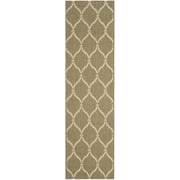SAFAVIEH Courtyard Linnet Geometric Indoor/Outdoor Runner Rug, Green/Beige, 2'4" x 12'