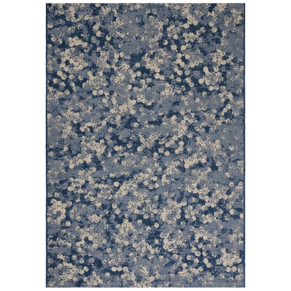 SAFAVIEH Courtyard Lorinda Abstract Indoor/Outdoor Area Rug, Navy/Beige, 2'7" x 5'