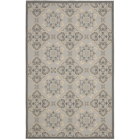 Safavieh Courtyard Louis Geometric Indoor/Outdoor Area Rug, Anthracite/Light Gray, 5'3" x 7'7"