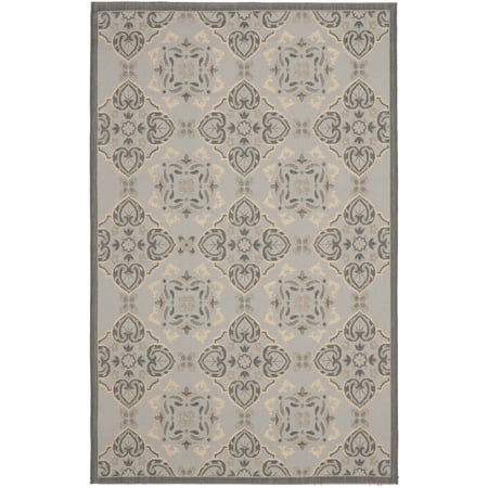 Safavieh Courtyard Louis Geometric Indoor/Outdoor Area Rug, Anthracite/Light Gray, 5'3" x 7'7"