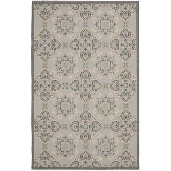 Safavieh Courtyard Louis Geometric Indoor/Outdoor Area Rug, Anthracite/Light Gray, 5'3" x 7'7"