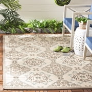 Safavieh Courtyard Louis Geometric Indoor/Outdoor Area Rug, Beige/Dark Beige, 4' x 5'7"