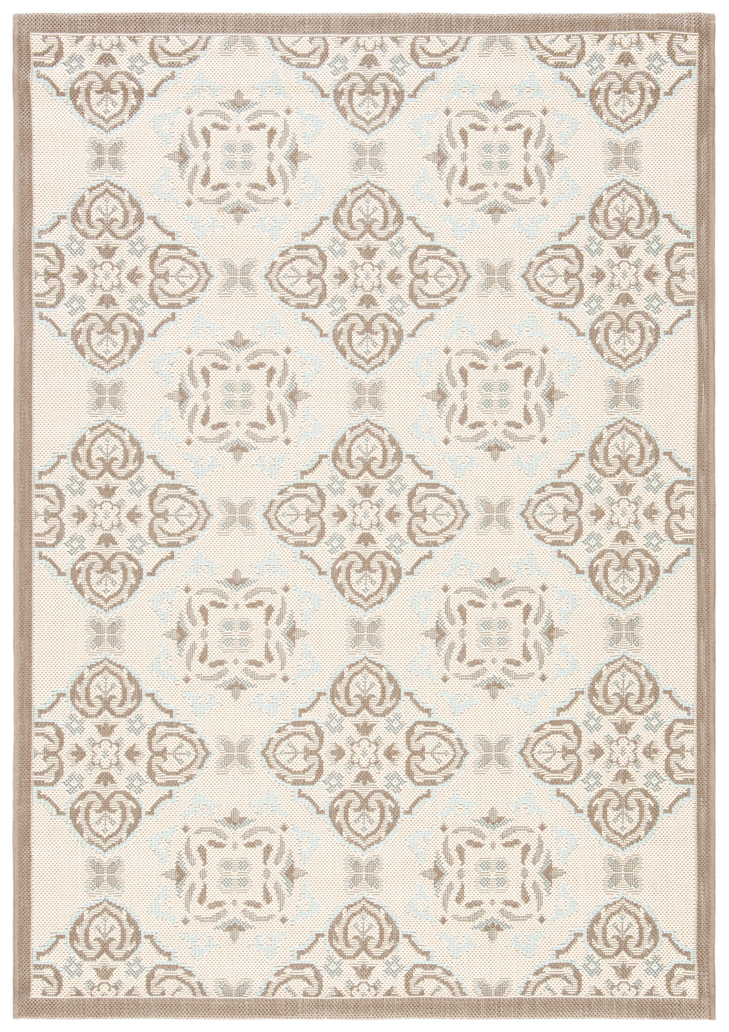 Safavieh Courtyard Louis Geometric Indoor/Outdoor Area Rug, Beige/Dark Beige, 4' x 5'7"