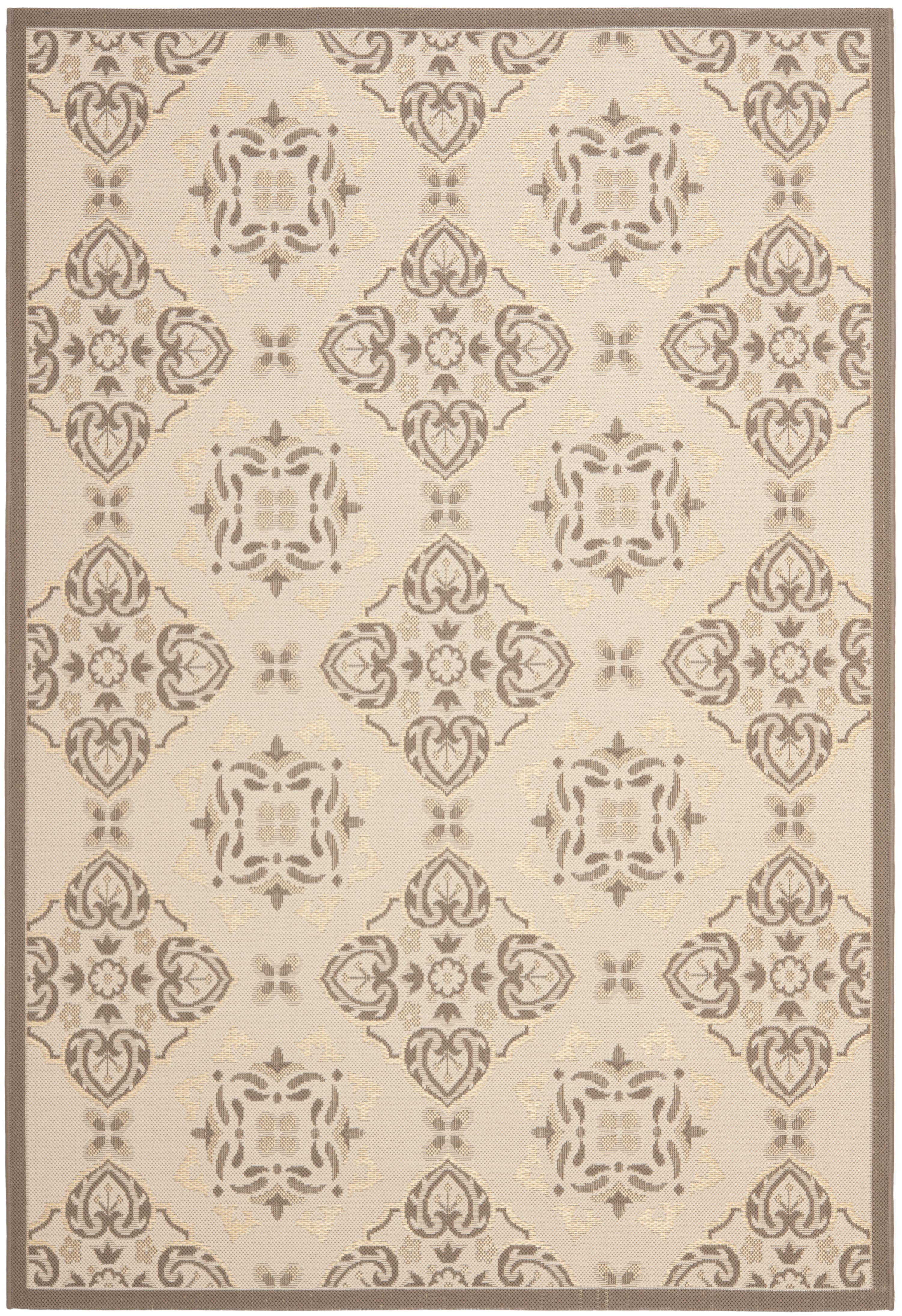 Beige Rectangular Easy Care 5' x 7' Synthetic Area Rug