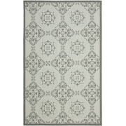 SAFAVIEH Courtyard Louis Geometric Indoor/Outdoor Area Rug, Light Grey/Anthracite, 5'3" x 7'7"