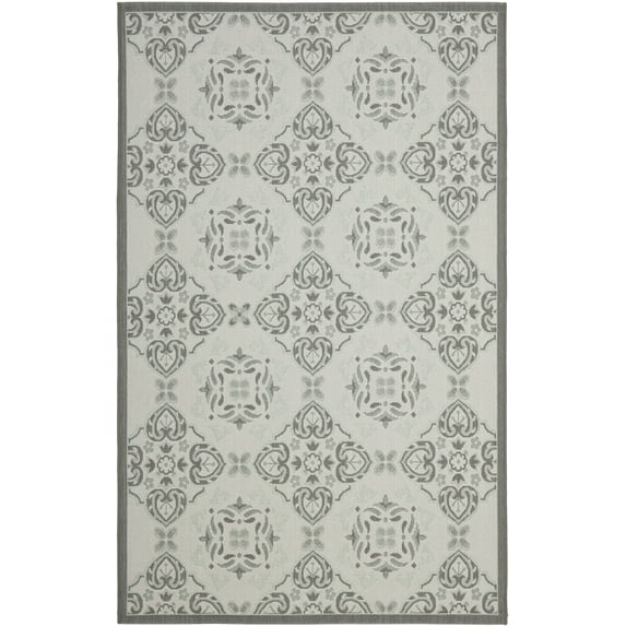 Safavieh Courtyard Louis Geometric Indoor/Outdoor Area Rug, Light Gray/Anthracite, 5'3" x 7'7"