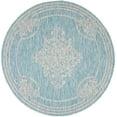 thumbnail image 1 of SAFAVIEH Courtyard Lula Traditional Indoor/Outdoor Area Rug, 6'7" x 6'7" Round, Aqua/Grey, 1 of 8
