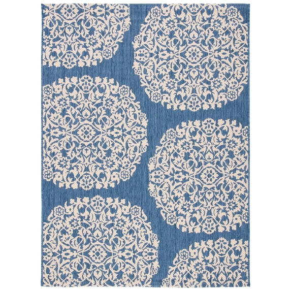 Safavieh Courtyard Lyall Geometric Indoor/Outdoor Area Rug, Blue/Ivory, 9' x 12'
