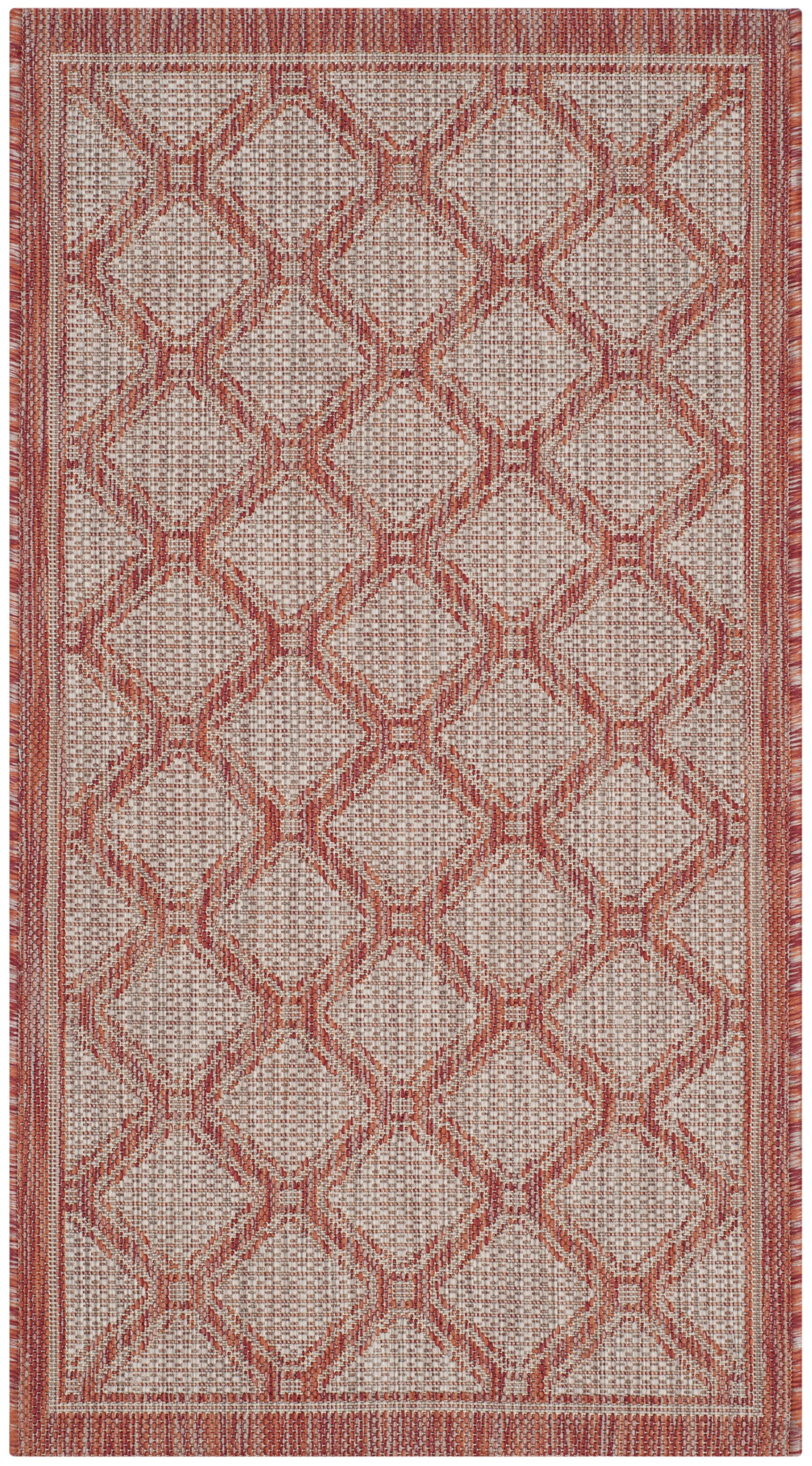 Red and Beige Geometric Outdoor Area Rug, 2' x 3'7"