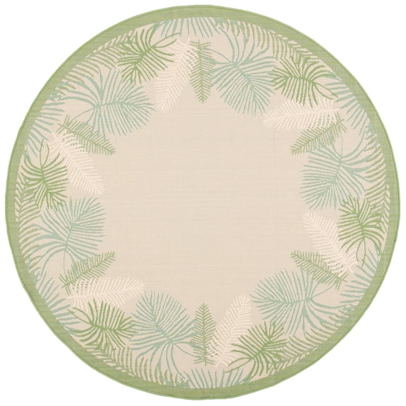 Safavieh Courtyard Martin Botanical Indoor/Outdoor Area Rug, Cream/Green, 6'7" x 6'7" Round