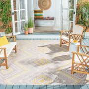 SAFAVIEH Courtyard Mervyn Botanical Indoor/Outdoor Area Rug, Pink/Gold, 8' x 10'