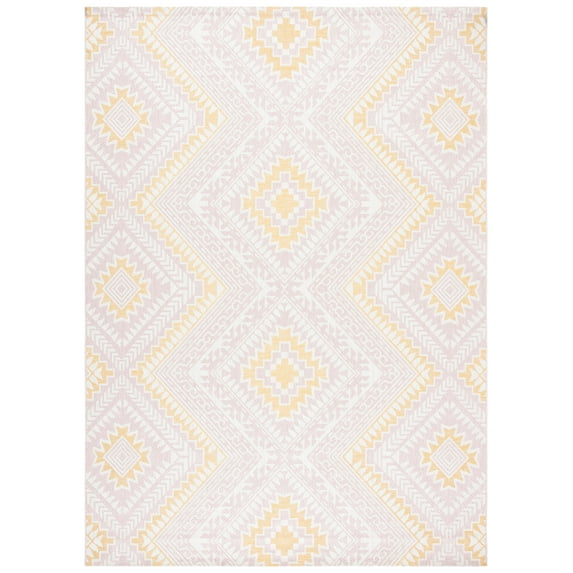 SAFAVIEH Courtyard Mervyn Botanical Indoor/Outdoor Area Rug, Pink/Gold, 8' x 10'