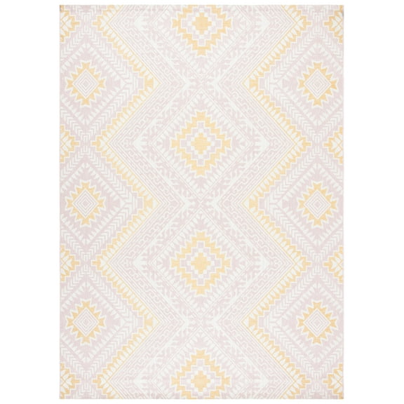 SAFAVIEH Courtyard Mervyn Botanical Indoor/Outdoor Area Rug, Pink/Gold, 8' x 10'