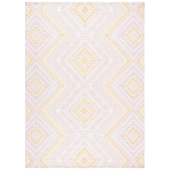 SAFAVIEH Courtyard Mervyn Botanical Indoor/Outdoor Area Rug, Pink/Gold, 8' x 10'