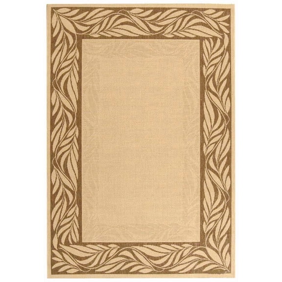 SAFAVIEH Courtyard Micah Floral Indoor/Outdoor Area Rug, Natural/Brown, 5'3" x 7'7"