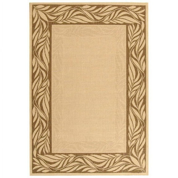 SAFAVIEH Courtyard Micah Floral Indoor/Outdoor Area Rug, Natural/Brown, 5'3" x 7'7"