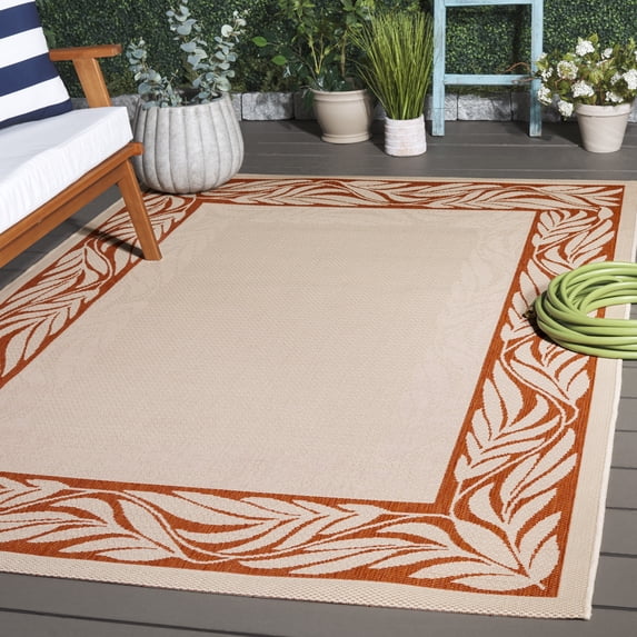 Safavieh Courtyard Micah Floral Indoor/Outdoor Area Rug, Natural/Terracotta, 6'7" x 9'6"