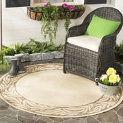 Safavieh Courtyard Micah Floral Indoor/Outdoor Area Rug, Natural/Brown, 5'3" x 5'3" Round