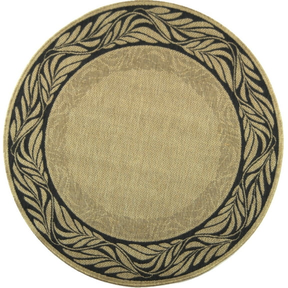 SAFAVIEH Courtyard Micah Traditional Floral Indoor/Outdoor Area Rug, 6'7" x 6'7" Round, Sand/Grey