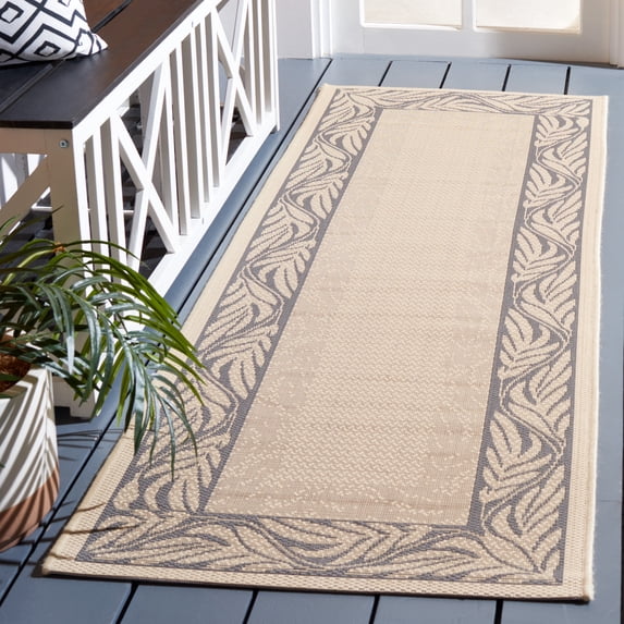 Safavieh Courtyard Micah Floral Indoor/Outdoor Runner Rug, Sand/Gray, 2'3" x 6'7"