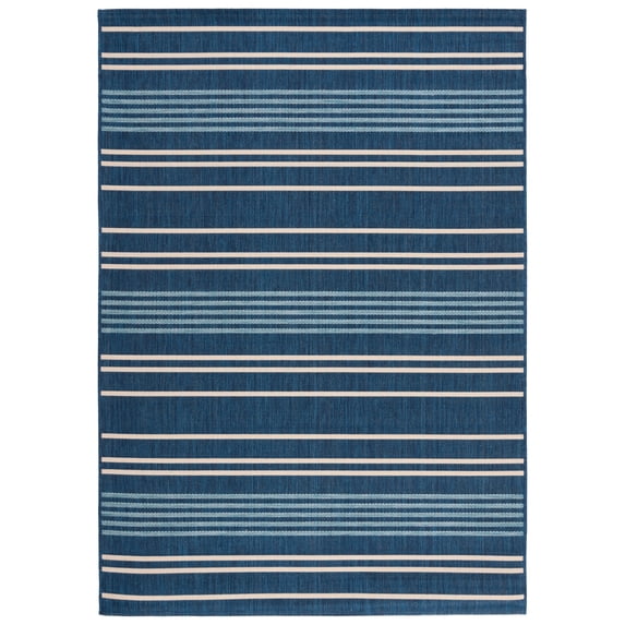 SAFAVIEH Courtyard Michael Striped Indoor/Outdoor Area Rug, Navy/Blue, 5'3" x 7'7"