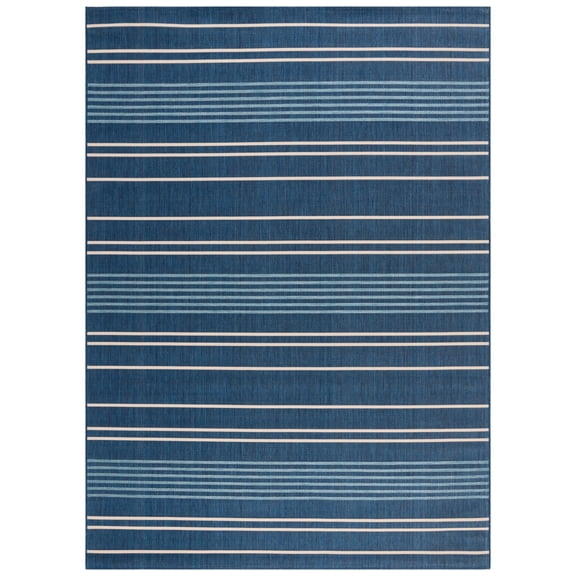SAFAVIEH Courtyard Michael Striped Indoor/Outdoor Area Rug, Navy/Blue, 8' x 11'