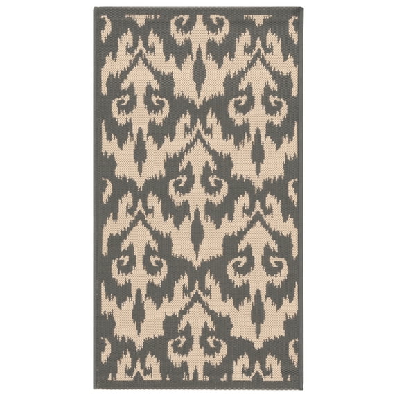 Safavieh Courtyard Millard Geometric Indoor/Outdoor Area Rug, Anthracite/Beige, 2' x 3'7"