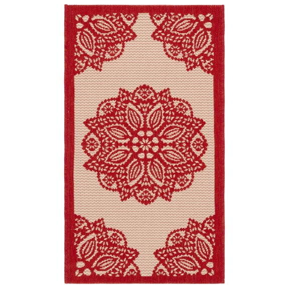 Safavieh Courtyard Millicent Medallion Indoor/Outdoor Area Rug, Beige/Red, 2' x 3'7"