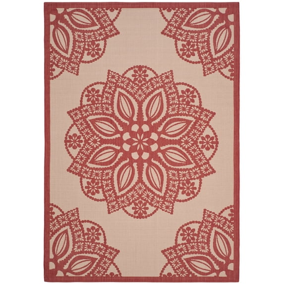 Safavieh Courtyard Millicent Medallion Indoor/Outdoor Area Rug, Beige/Red, 8' x 11'