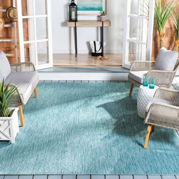 Safavieh Courtyard Mitre Geometric Indoor/Outdoor Area Rug, Aqua, 8' x 10'
